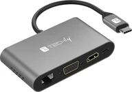 Stacje dokujące i replikatory portów - Techly Stacja/replikator USB-C multiport adapter &gt HDMI/VGA/RJ45/2x USB-A/USB-C PD/MicroSD/SD 106169 - miniaturka - grafika 1