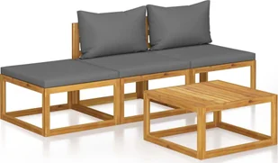 vidaXL 4-cz zestaw wypoczynkowy do ogrodu poduszki drewno akacjowe Brąz - Meble ogrodowe - miniaturka - grafika 5