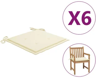 vidaXL Poduszki na krzesła ogrodowe 6 szt. kremowe 50x50x4 cm 314043 - Poduszki ogrodowe - miniaturka - grafika 2