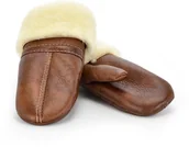 Rękawiczki dla dzieci - TMC Naturalleather Ciepłe brazowe rękawiczki skórzane z jednym palcem dziecięce - miniaturka - grafika 1