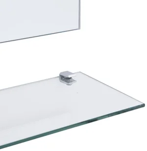 vidaXL Lustro ścienne z półką, 50x60 cm, hartowane szkło - Lustra - miniaturka - grafika 4