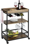 Wózki kuchenne - Wenko Wózek kuchenny RUSTICO trójpoziomowy regał na kółkach z uchwytami na butelki i kieliszki 80 x 89,5 x 40 cm  B07D42PLDR - miniaturka - grafika 1
