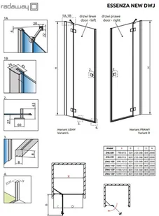 Radaway Essenza New DWJ (385013-01-01R) - Ścianki i drzwi prysznicowe - miniaturka - grafika 2