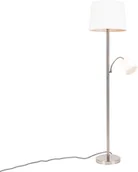 Lampy stojące - QAZQA Klasyczna lampa podłogowa stal klosz biały z elastycznym ramieniem - Retro - miniaturka - grafika 1