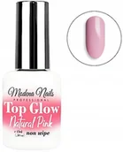 Utwardzacze do paznokci - Top Glow Non Wipe 15ml - Natural Pink Modena Nails - miniaturka - grafika 1
