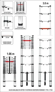VOREL DRABINA ALU TELESKOPOWA 3,8M 13 STOPNI 17702 - Drabiny - miniaturka - grafika 8