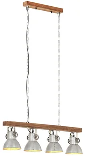 vidaXL Industrialna lampa sufitowa, srebrna, E27, drewno mango 320521 - Lampy sufitowe - miniaturka - grafika 2