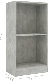 vidaXL Regał na książki, betonowy szary, 40x24x75 cm, płyta wiórowa - Regały - miniaturka - grafika 6
