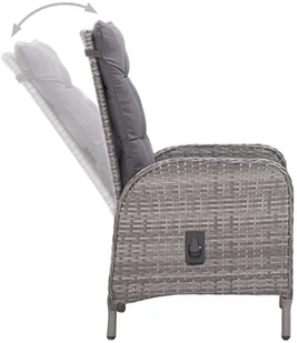 vidaXL 5-częściowy zestaw mebli ogrodowych, polirattan i akacja, szary - Meble ogrodowe - miniaturka - grafika 6