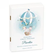 Sztućce dla dzieci - Murrano Sztućce dla dzieci zestaw w drewnianym etui z nadrukiem dla chłopca n SZT-ANIMALS_DRS-UV-043 - miniaturka - grafika 1