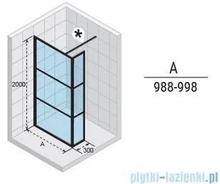 Riho Grid GB402 kabina prysznicowa Walk In 100 czarna GB4100030 - Kabiny prysznicowe - miniaturka - grafika 2