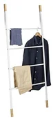 Wieszaki łazienkowe - Relaxdays drabina drabina o kształcie metalowe, sukienki z 4 szczebli, pranie wolnostojące drabina, bambus, HBT na ręczniki: 150 x 70 x 2 cm, biały 10021852 - miniaturka - grafika 1