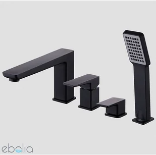 Omnires Parma bateria wannowa 4-otworowa kompletna czarna PM7432BL - Baterie wannowe i prysznicowe - miniaturka - grafika 3