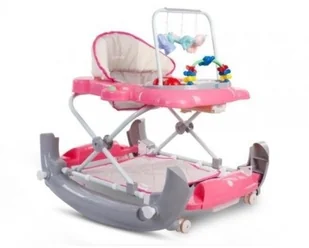 Sun Baby Chodzik kołyska kotek z pałąkami - różowo szary B01.021.1.10 - Chodziki - miniaturka - grafika 3