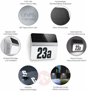 Steinel Oświetlenie numeru domu LED XSolar LH-N, stal szl - Lampy ogrodowe - miniaturka - grafika 4