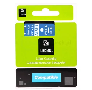 Dymo strefadrukarek.pl Taśma D1 45816 19mm x 7m niebieska biały nadruk - zamiennik | OSZCZĘDZAJ DO 80% - ZADZWOŃ! 730811399 PROMOCJA! D1-45816 - Etykiety do drukarek - miniaturka - grafika 4