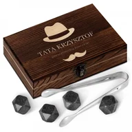 Pozostałe akcesoria barmańskie - Murrano Kamienie do whisky kostki w drewnianym opakowaniu grawer Dla Taty ZEKOS-009 - miniaturka - grafika 1