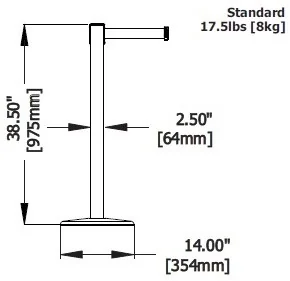 Tensator Pachołek/słupek plastikowy Popular z rozwijaną taśmą ostrzegawczą. Żeliwna podstawa. (Taśma 2,3m) - Pachołki i taśmy ostrzegawcze - miniaturka - grafika 2