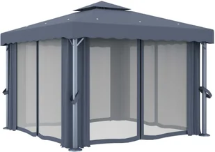 vidaXL Altana ogrodowa z zasłonami, 3 x 3 m, antracytowa - Altany ogrodowe - miniaturka - grafika 3