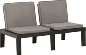 Ławki ogrodowe - vidaXL Ławka ogrodowa z poduszką plastikowa szara 315849 - miniaturka - grafika 1