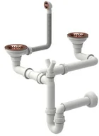 Syfony - QUADRON Quadron Syfon pionowy do zlewozmywaka granitowego 1,5 lub 2 komory z ociekaczem lub bez ociekacza 3,5" cala kolor miedziany SAVE SPACE - miniaturka - grafika 1