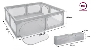 Moby System Duży kojec 200 cm x 180 cm - plac zabaw dla dziecka, suchy basen KOJEC SZARY 1.8 - Maty piankowe - miniaturka - grafika 5