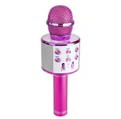 Inne akcesoria audio-wideo - MAX MAX KM01, mikrofon karaoke typu 2 w 1, głośnik, odtwarzacz multimediów, różowy SKY-130.133 - miniaturka - grafika 1