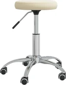 Krzesła i taborety kosmetyczne - vidaXL Stołek do masażu obity aksamitem kremowy 3085737 - miniaturka - grafika 1