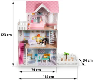 Mamabrum XXL Największy drewniany domek dla lalek 123 cm podświetlany LED taras akcesoria ogródek DOMEK W06A379 - Domki dla lalek Mamabrum XXL Największy drewniany domek dla lalek 123 cm podświetlany LED taras akcesoria ogródek DOMEK W06A379 - Domki dla lalek - miniaturka - grafika 7