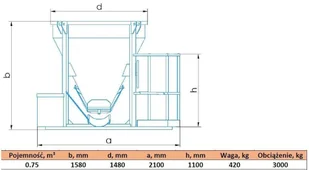 252 HIST Pojemnik do betonu z wylewem skośnym i z podestem roboczym + rekaw 2 metry + obejma pojemność 0,75 m3) 25277205 77205-uniw - Inne urządzenia budowlane - miniaturka - grafika 2