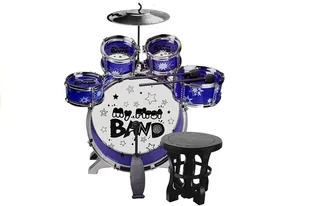 Import LEANToys Perkusja 5 Bębnów z Krzesełkiem Talerz Niebieska 4897 - Instrumenty muzyczne dla dzieci - miniaturka - grafika 3