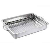 Akcesoria do grilla - Küchenprofi Style - stalowa brytfanna z rusztem, 40×31,5×6,5 cm - miniaturka - grafika 1