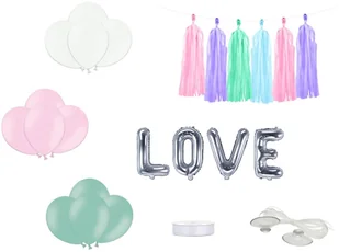 Party Deco Zestaw dekoracji samochodowych Love - 5 elem. ZDS3-000 - Wesele i ślub - miniaturka - grafika 4