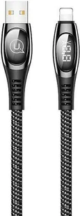 USAMS Kabel pleciony U36 lightning 1,2m 2A Fast Charging LED czarny/black SJ368USB01 (US-SJ368) - Kable USB - miniaturka - grafika 2