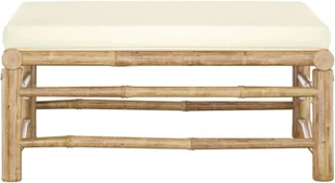 VidaXL Lumarko Podnóżek ogrodowy, śmietankowa poduszka, bambus 313147 VidaXL - Pufy i podnóżki - miniaturka - grafika 2