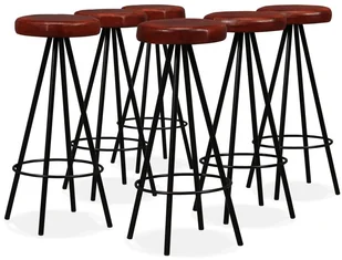 vidaXL Meble barowe z litego drewna sheesham i skóry, 7 elementów - Stoły z krzesłami - miniaturka - grafika 7