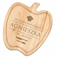 Deski do krojenia - Murrano Deska drewniana do krojenia jabłko z grawerem dla niej na imieniny DSK-JAB-021 - miniaturka - grafika 1