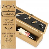 Gadżety dla niej i dla niego - Murrano Personalizowany Zestaw Akcesoriów i Skrzynka Do Wina Dla Niego ZDW2-034 - miniaturka - grafika 1