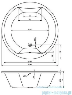 Riho Colorado wanna okrągła 180cm z hydromasażem FLOW prawa BB02005F2GF1003 - Wanny - miniaturka - grafika 2