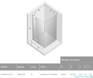 New Trendy NEW RENOMA BLACK 90x90 lewe D-0203A/D-0111B - Kabiny prysznicowe - miniaturka - grafika 3