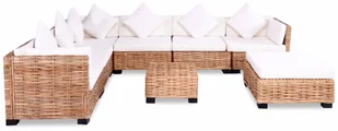 vidaXL Zestaw wypoczynkowy, 31 elementów, naturalny rattan - Komplety wypoczynkowe - miniaturka - grafika 4