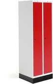 Meble do szkół i przedszkoli - AJ Produkty Szafka do szatni ROZ, 2 moduły, 2 drzwi, 1740x600x550 mm, czerwony, z podstawą - miniaturka - grafika 1