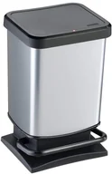 Kosze na śmieci - Rotho Kosz na śmieci z pedałem Paso 20L srebrny - miniaturka - grafika 1