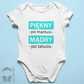 Body dla niemowląt - Piękny po mamusi, mądry po tatusiu - body dziecięce z nadrukiem - miniaturka - grafika 1