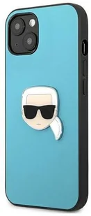 Karl Lagerfeld KLHCP13SPKMB iPhone 13 mini 5,4" niebieski/blue hardcase Leather Ikonik Karl s Head Metal KF000803 - Etui i futerały do telefonów - miniaturka - grafika 3