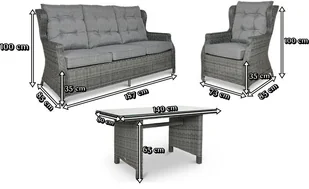 Focus Garden Komplet mebli Trivento 3 Garden, Grey Dining, 4 elementy - Meble ogrodowe Focus Garden Komplet mebli Trivento 3 Garden, Grey Dining, 4 elementy - Meble ogrodowe - miniaturka - grafika 5