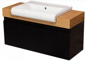 Szafki łazienkowe - Czarna szafka z blatem i umywalką 100 cm seria Cassini Cz CAS-C-U100/39 + LIS - miniaturka - grafika 1