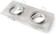 Oprawy, klosze i abażury - KOLORENO OPRAWA HALOGENOWA LED ALMI SREBRNY SZCZOTKOWANY KWADRAT RUCHOMA ALUMINIUM PODWÓJNA OS_ALMI-2X_SRE - miniaturka - grafika 1