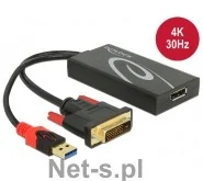 Adaptery i przejściówki - Delock Adapter DVI męski > Displayport 1.2 żeński czarny (62596) - miniaturka - grafika 1