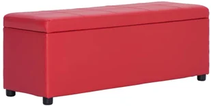 vidaXL Ławka ze schowkiem, 116 cm, czerwona, sztuczna skóra vidaXL - Ławki do przedpokoju - miniaturka - grafika 2